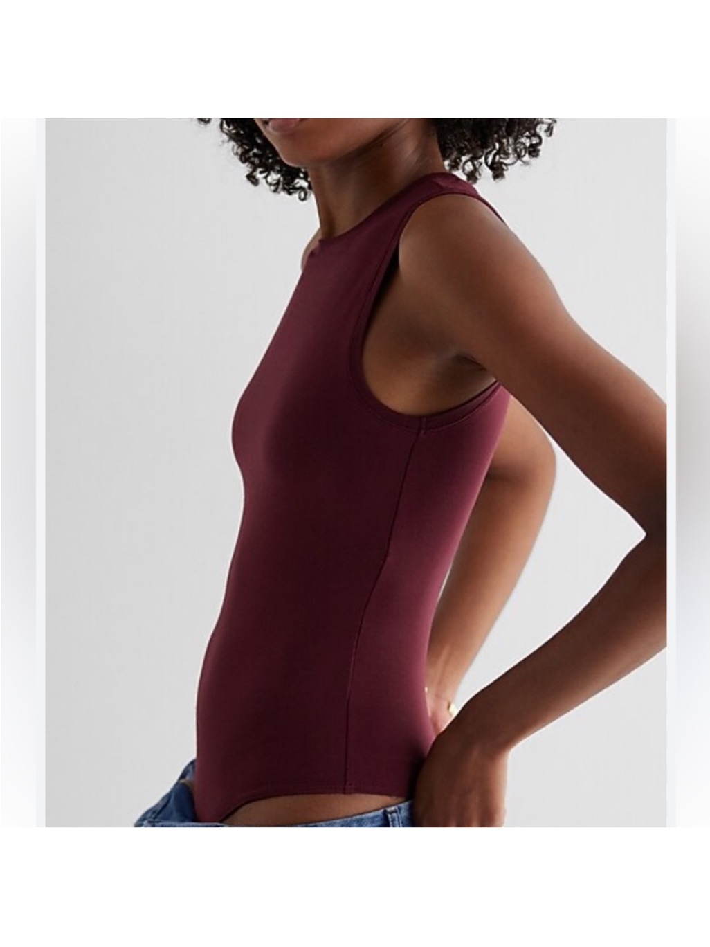 Express Sleeveless Crimson Red Bodysuit Tank